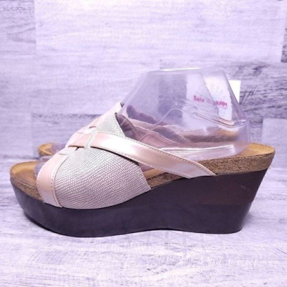 Naot Platform Cork Bed Leather Slip on Wedge Sandal Pink Brown Women's sz 10 - Picture 3 of 8